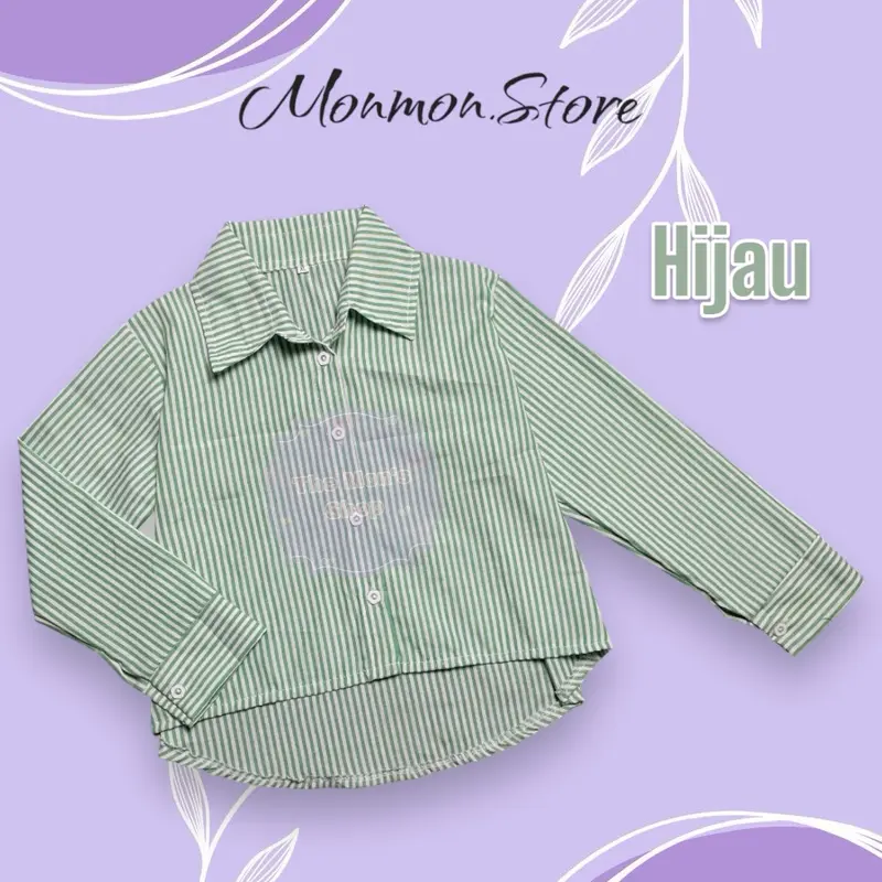 Blouse Kemeja Anak Motif salur katun 5-12 tahun ootd fashion viral atasan anak perempuan 3