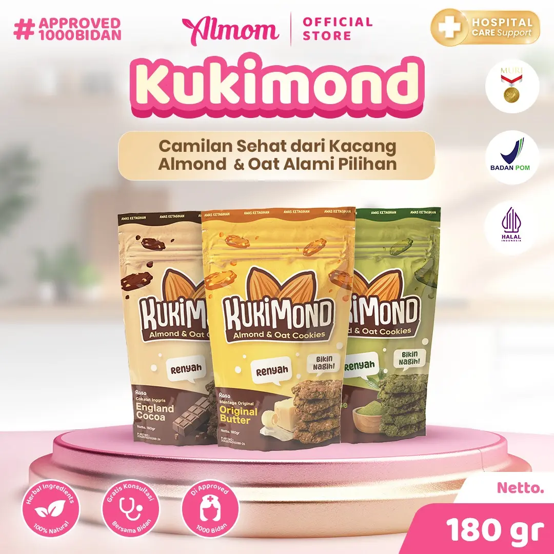 KUKIMOND - Camilan Sehat Almond & Oats | Stimulasi ASI Lancar untuk Bumil & Busui