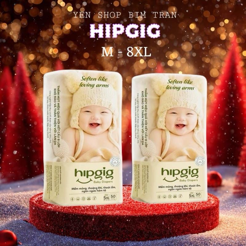  Hipgig Bỉm Quần Đệm Mây 50 100 Miếng Size M-8XL thấm hút 500-700ml . bé tiểu ít  tiểu vừa mặc ngày đêm thoải mái 