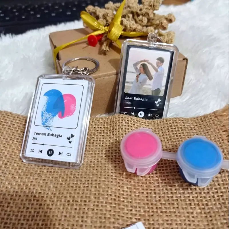 (Free Cat) KEYCHAIN FOTO + SIDIK JARI GANTUNGAN KUNCI SPOTIFY SIDIK JARI 0