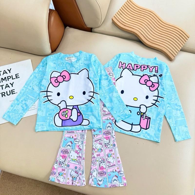 (12kg tới 45 kg) Set bộ dài tay cho bé , áo dài quần dài ống loe dáng thể thao , chất thun lạnh mặc mát, chất mềm, mặc êm, hình in hoạt hình dễ thương , sắc nét, mặc bền. Nữ Top bộ dài