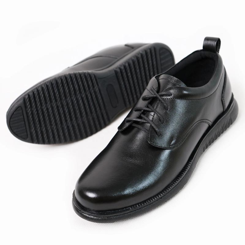 Sepatu Formal Pria Black Casual Kerja Kantor Kulit Sapi Asli Simple Basic Hitam 3