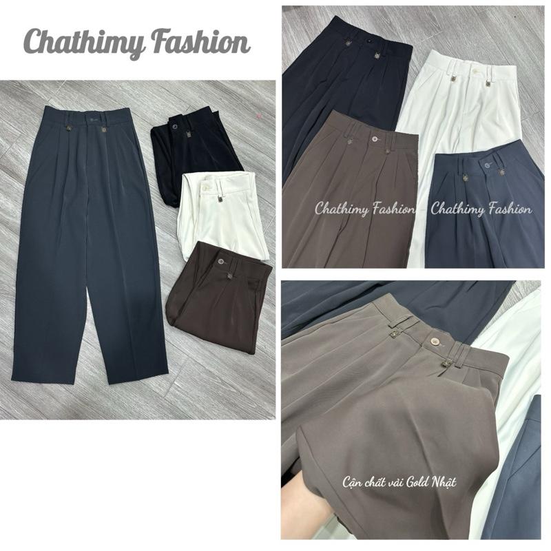 Baggy Nữ BIGSIZE 40-85KG, Chathimy Fashion, Quần Baggy Công Sở Đỉa Đôi Dáng Thụng Chất Vải GOLD NHẬT [Mã 04]