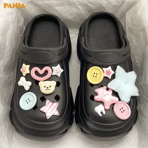 Sandal Baim Clog Wanita Korea Lucu Dengan Hiasan Jibbitz DIY Bahan EVA Anti Slip Nyaman Empuk & Ringan Hak 5.5CM Ideal untuk Aktivitas Outdoor dan Indoor