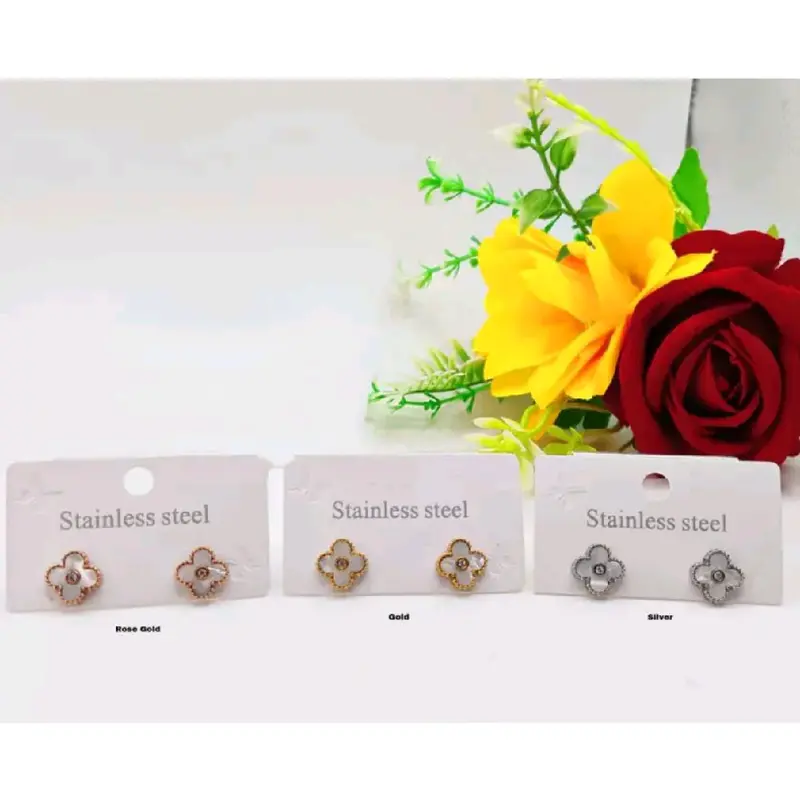 Anting Tusuk Titanium Bunga CLVR Satu Anti Karat & Anti Luntur - Earrings (COD) Aksesoris Elegan Perhiasan Rose 1