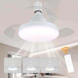 LED 25W シーリングファンライト、リモコン付き、E27ソケット、調光調色、110〜265V、リビング用・寝室・書斎向けモダンインテリア照明、オールインワンシーリングライト、静音シーリングファンライト