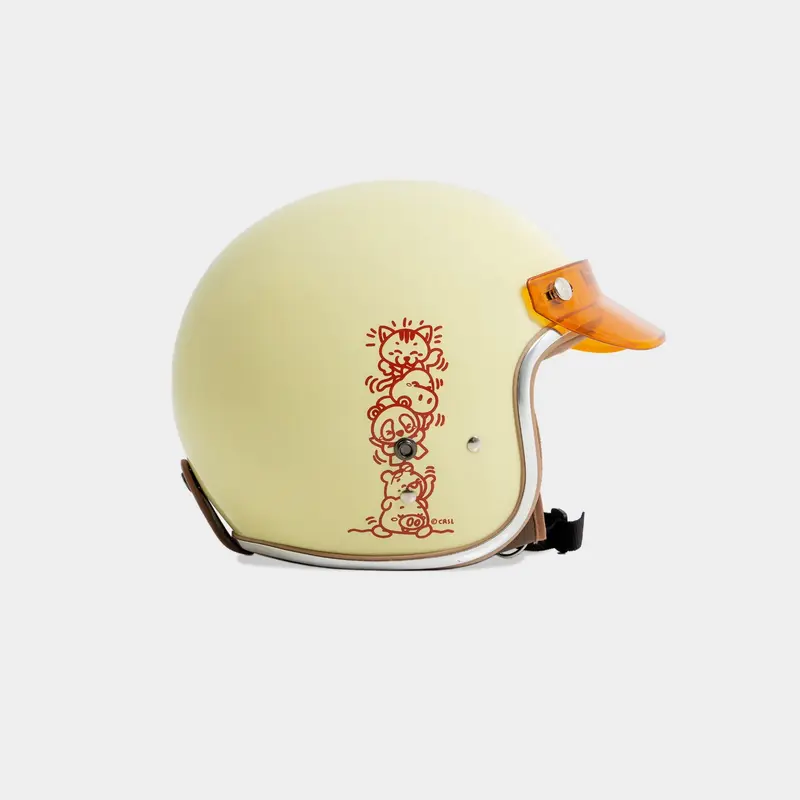 CRSL Racer Helmet Cream I Helm Motor Retro Vintage I Headwear Hat I Pelindung Kepala I Helmet Rider Motorcycle I Bogo Unisex Pria Wanita 4