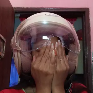 [Exclusive Live By.Thia Fitri] Helm Hijab Retro HKM Full Leher II Model Kekinian Bisa Cod Untuk Pria Dan Wanita Dewasa Kaca Clear/hitam Udah Sni Motorcycle