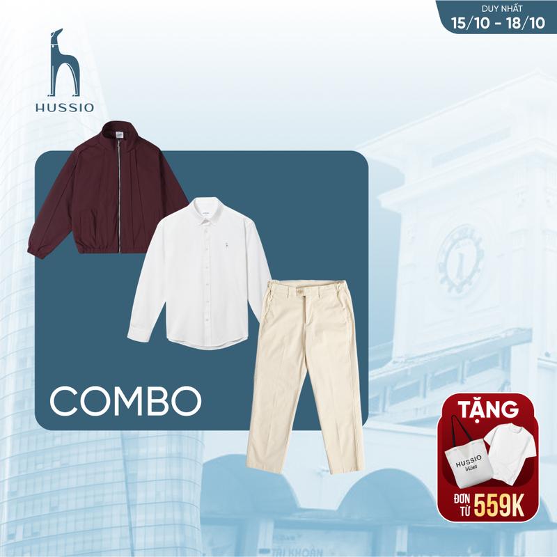 [COMBO] Áo Khoác BENTHANH, Sơ mi tay dài Season "Ba", Quần dài kaki Elegacne - HUSSIO