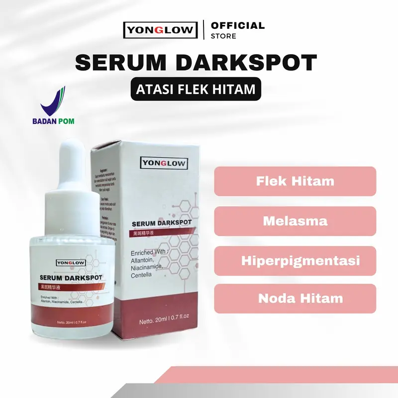 Yonglow Serum Cina Flek BPOM Darkspot Removal Penghilang Melasma Hiperpigmentasi Bintik Hitam Bekas Jerawat Wajah Ampuh Pencerah Mencerahkan Kusam 2