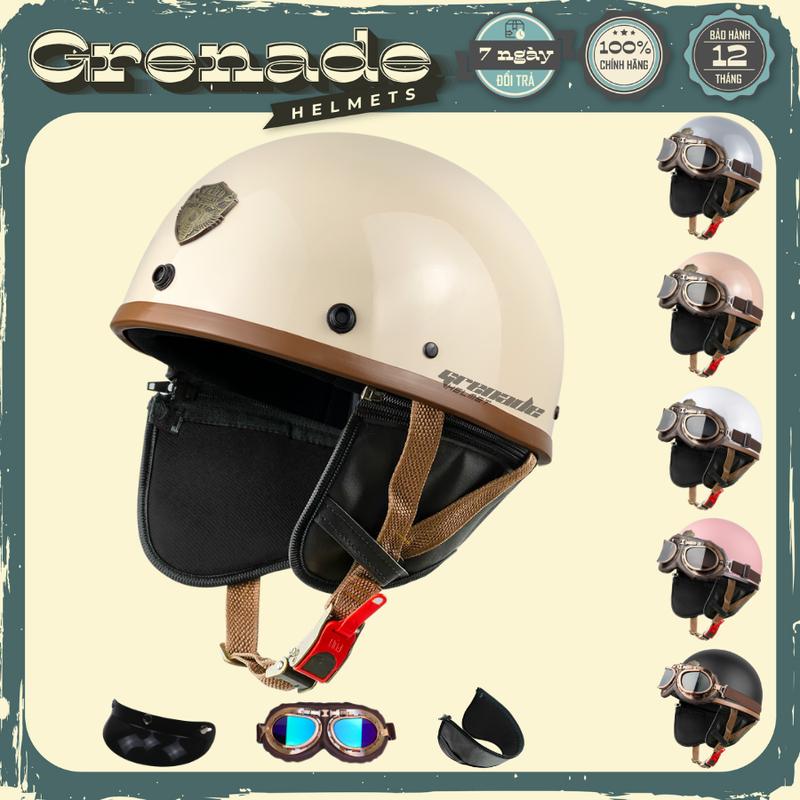 Mũ Bảo Hiểm 1 2 VARO PUB Nhiều Màu Có Ốp Tai Kèm Kính Phi Công Retro Vintage Helmet helmet ryusoulger nón phi công không kính nón phi