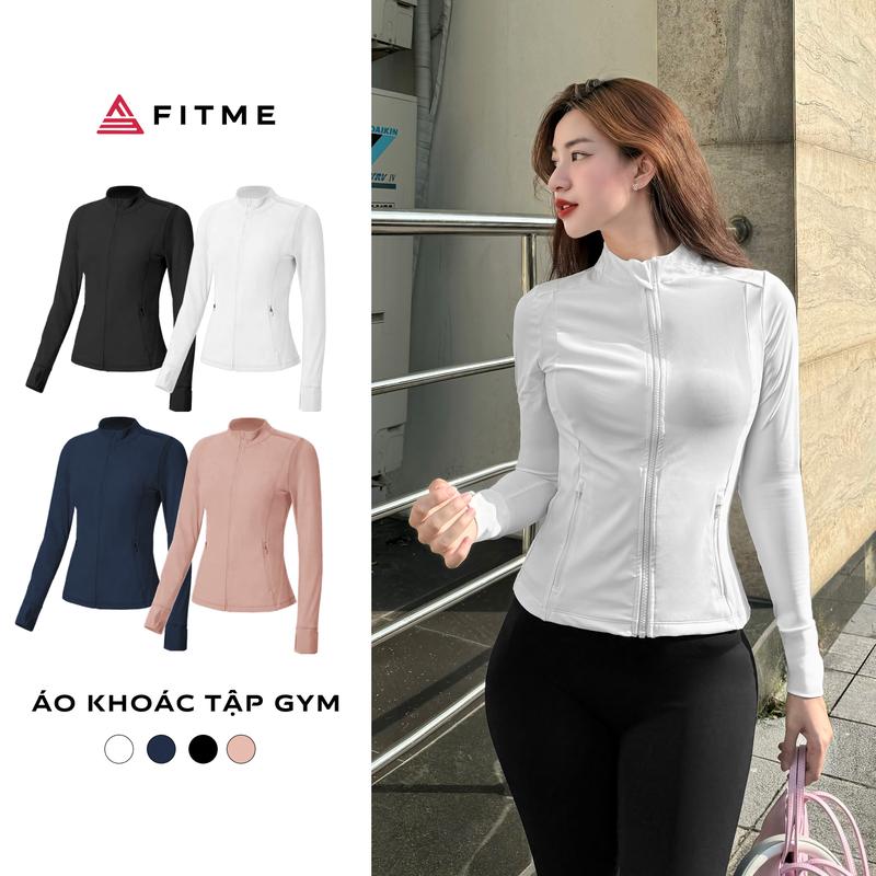 Áo khoác tập gym yoga nữ Fitme chống tia UV SPF 50+ tôn dáng ôm body thoáng khí AKTG01
