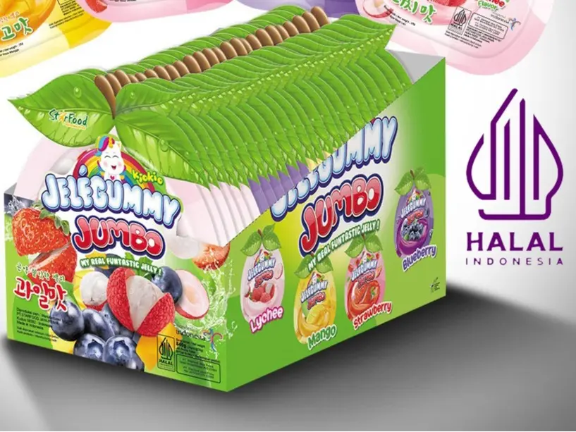 [BOX ISI 24] Kiokio Jelegummy Jumbo Assorted Mango Lychee Strawberry Bluberry 35gr Jelly Food Jeli Anggur Makanan Stroberi Puding Pudding Chewy Konjac Fruit