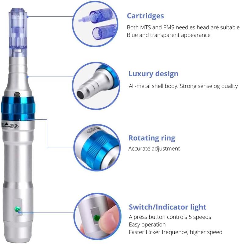 Bút Microneedle Không Dây Dr.Pen A6, Bút Làm Đẹp Da Chuyên Nghiệp, Cho Mặt, Cơ Thể Và Râu, Bộ Chăm Sóc Da Cho Mặt Và Cơ Thể, Với 5 Chiếc Kim Nano, Dụng Cụ Chăm Sóc Da 3