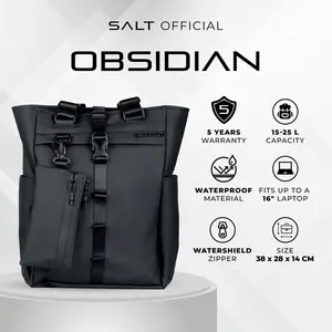 SALT OBSIDIAN ANTI AIR  GARANSI 5 TAHUN TAS RANSEL LAPTOP PRIA WANITA KERJA KULIAH SMA WATERPROOF