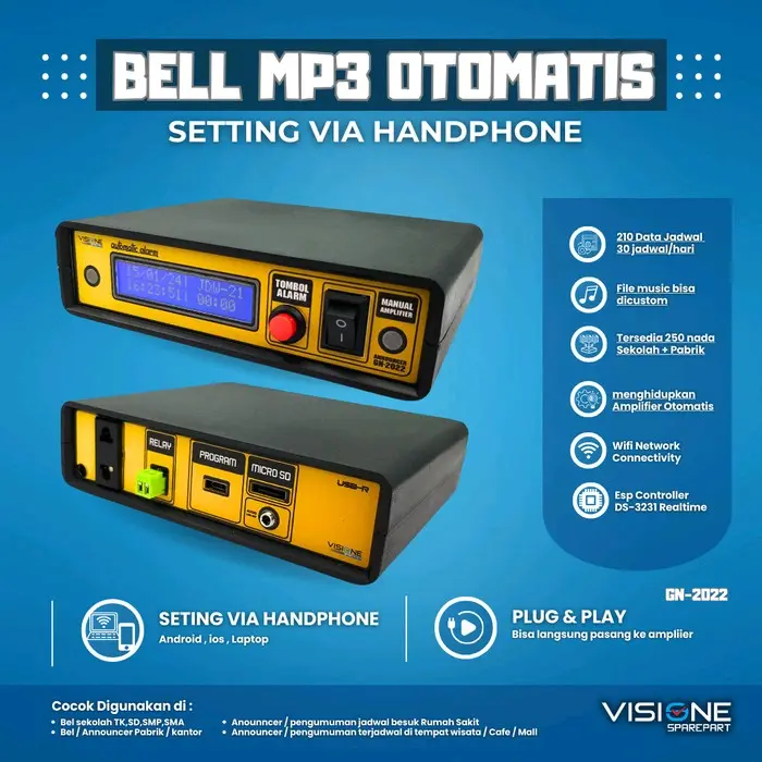 Bel sekolah otomatis Mp3 Wifi seting via handphone bel pabrik bel kantor otomatis Bluetooth 0