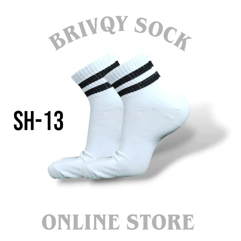 BRIVQY - Kaos Kaki Pendek 3/4 Untuk Pria dan Wanita Motif dan Stripe Casual Skate 2