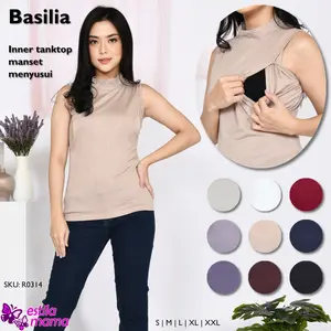 Estila Mama - Basilia Kaos inner tanktop manset menyusui turtle neck rayon spandex Hitam/Putih/Abu/Krem/Moka/Marun/Biru