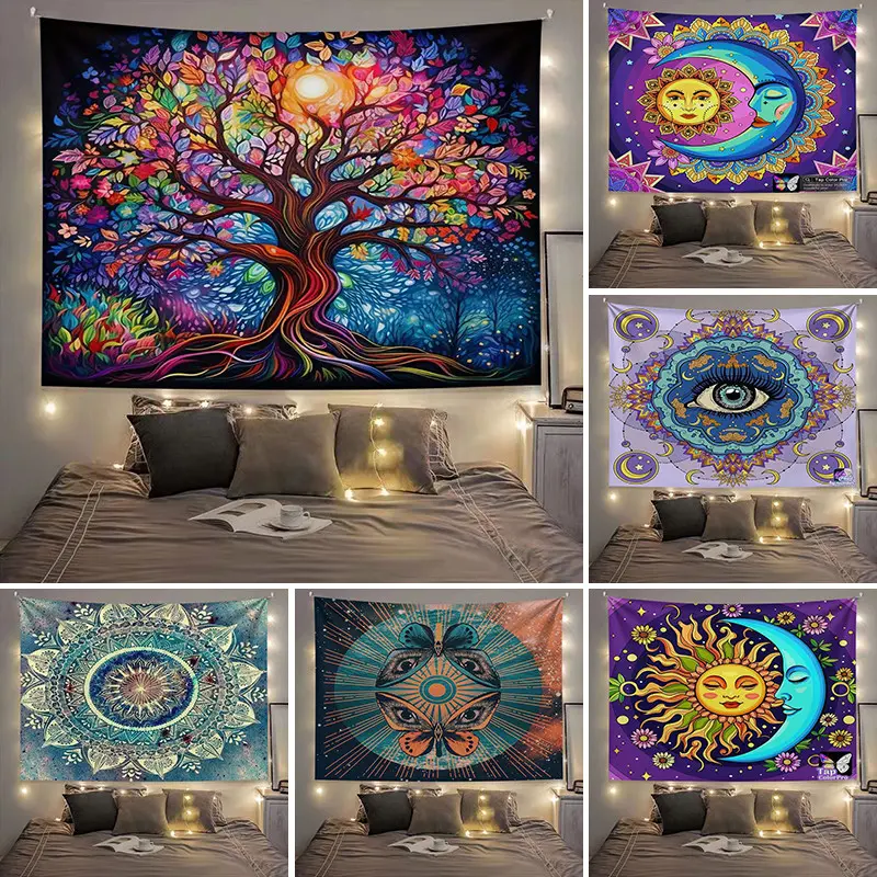 Mandala Background Fabric Bedroom Dorm Living Room Decorative Cloth Transformation Wall Painting Tapestry Decorative Cloth Hanging Cloth