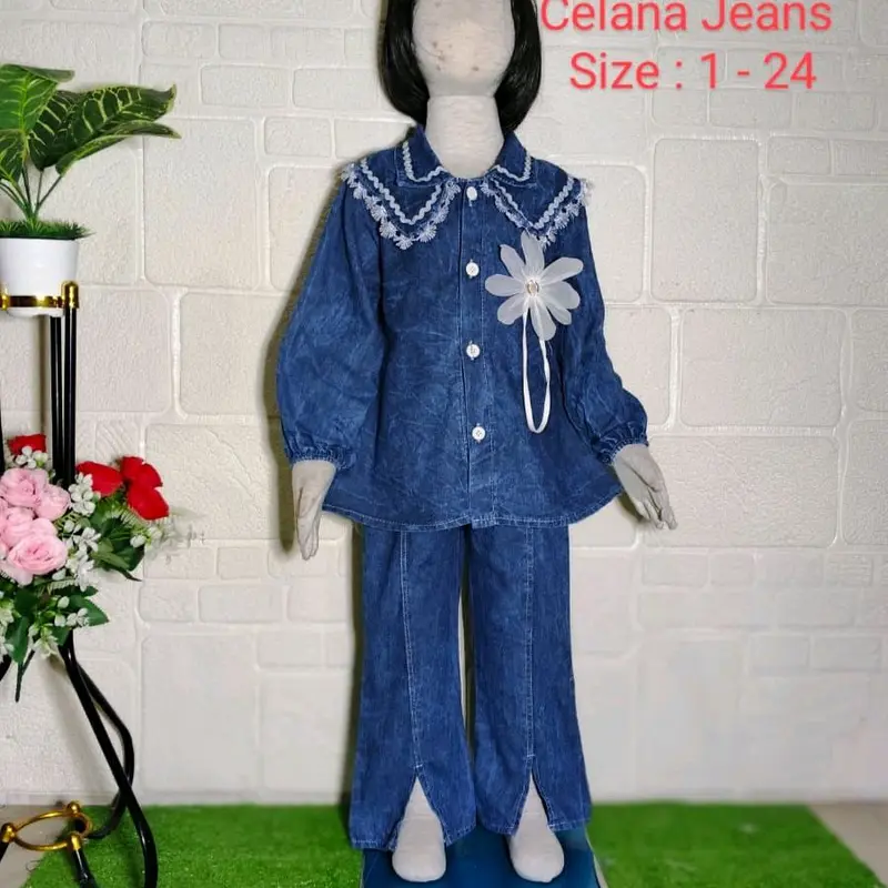 setelan celana jeans cutbray anak umur 2-9 tahun Parsel 0