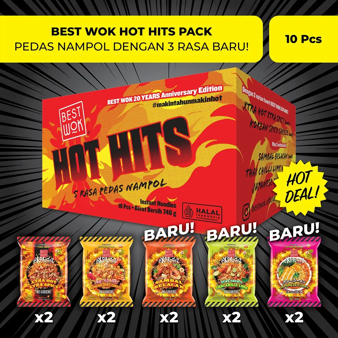Best Wok Mi Hot Hits Pack 10 Pcs