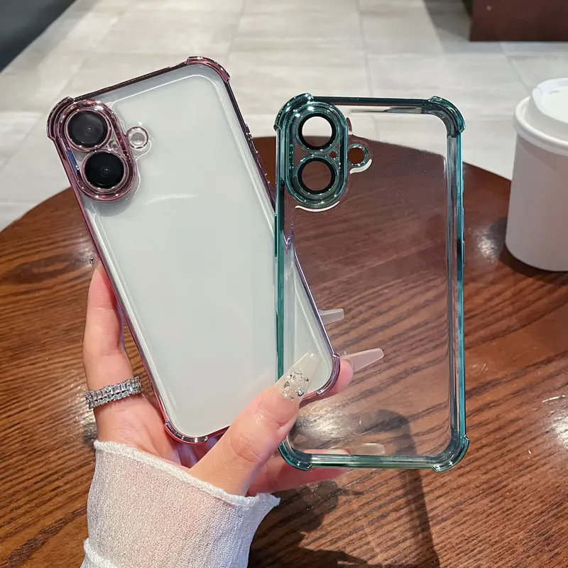 TPU silicone soft shell four corner anti drop protective cover phone case for iPhone 16 16pro Max  16plus 15 14 13 12 11 X XR 7plus transparent back cover Accessories Handheld