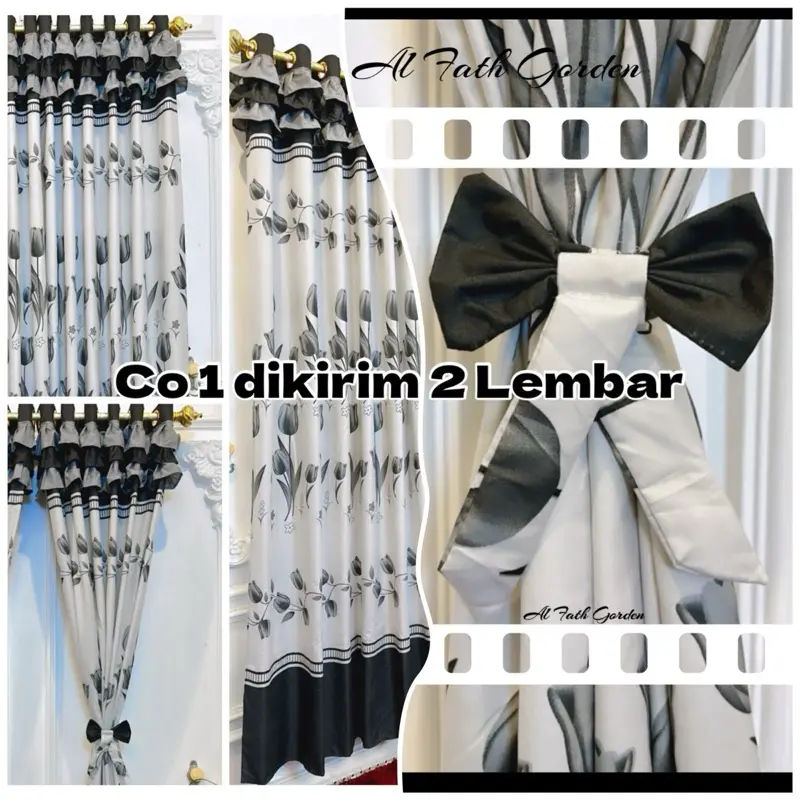 PAKET HEMAT KAEN HIAS JENDELA MINIMALIS ISI 2 HORDEN RUMBAI  Curtain T 220 CM L 135 CM