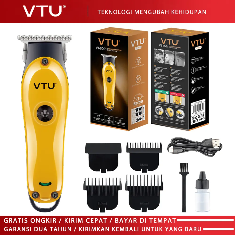 VTU Gunting dorong listrik untuk gunting rambut elektrik VT-8001