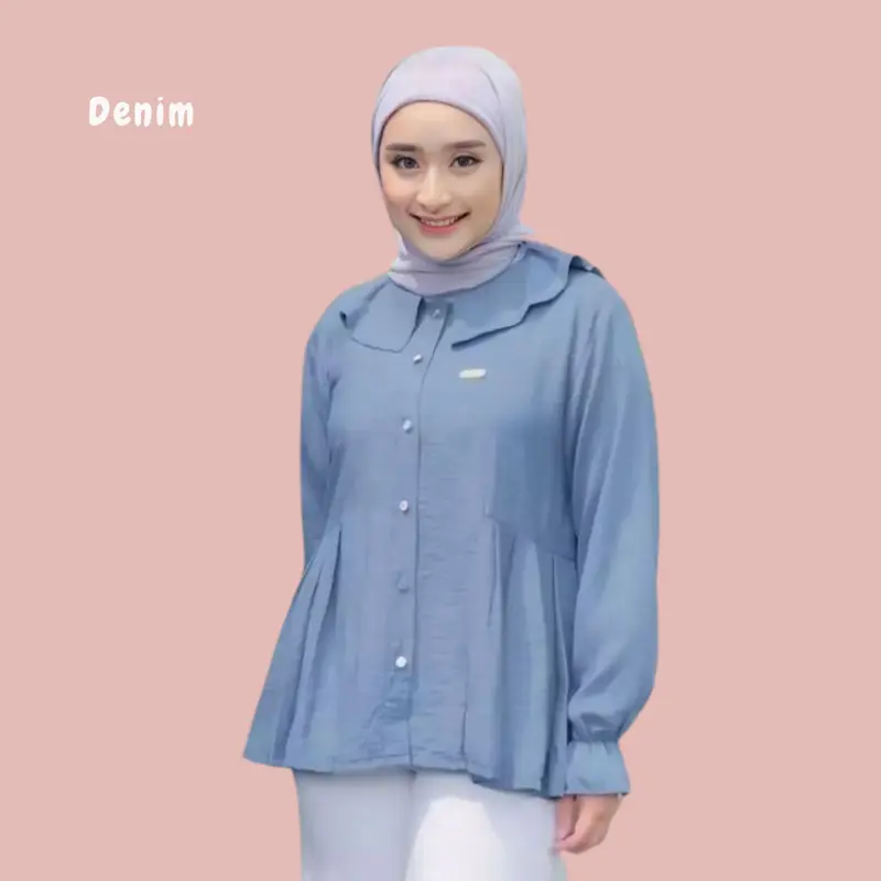 AYYA BLOUSE - KEMEJA ATASAN DEWASA - FULL KANCING DEPAN - BAHAN CRINKLE - Wanita - Remaja 4