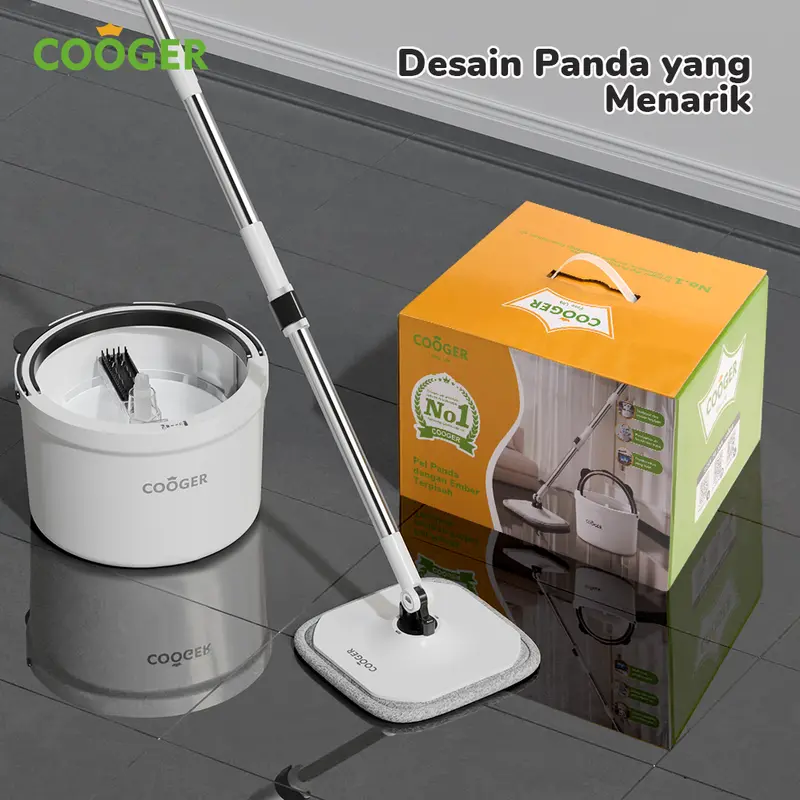 COOGER Electric Pel Panda Plus Dual Clean Mop Upgrade Spin Mop Upgrade Air Bersih Air Kotor Terpisah 7