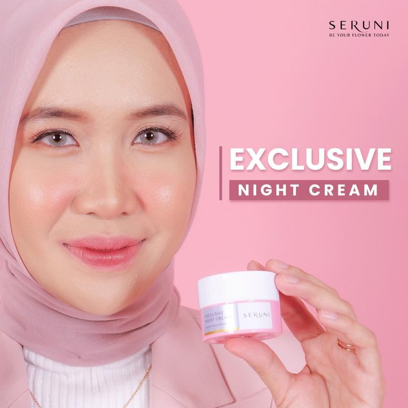 Seruni Exclusive Night Cream wajah acid facial  Hyaluronic Niacinamide Mencerahkan Pelembab 2