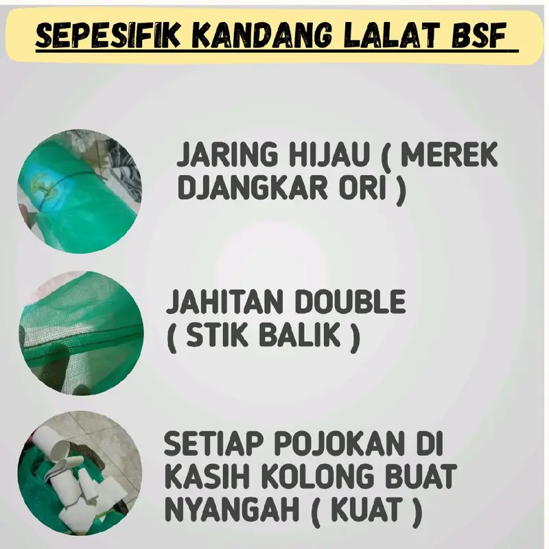 Kandang lalat magot bsf  || Kandang lalat bsf ukuran 1 x 1 x 1.5m siap pakai|| Jaring kasa anti nyamuk 2