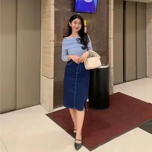 Rok Span Pendek Skirt 7/8 Highwaist Jeans Wanita Panjang