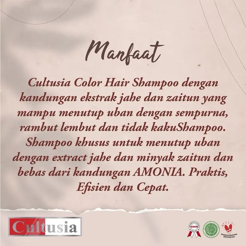 [PROMO] READY STOCK CULTUSIA SHAMPO BLACK & BROWN DENGAN ZAITUN DAN EKSTRAK JAHE 160 ML ORIGINAL BPOM 4