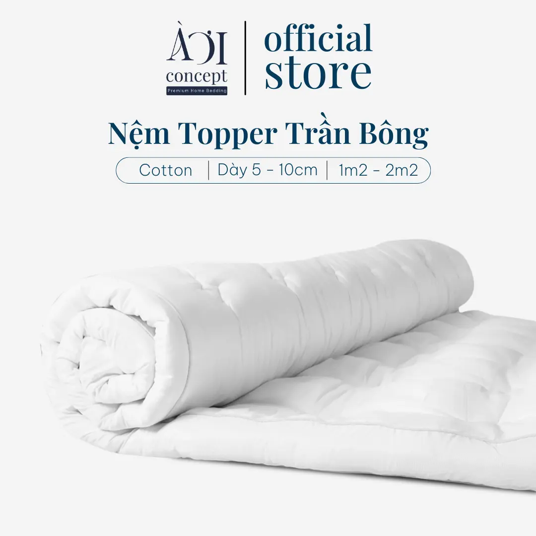 AOICONCEPT - Đệm Topper Dày Gòn Lông Vũ Microfiber - Trải Giường, Sàn, Sập Đa Năng - Ngủ Ngon Đầy Theo Tiêu Chuẩn Khách Sạn