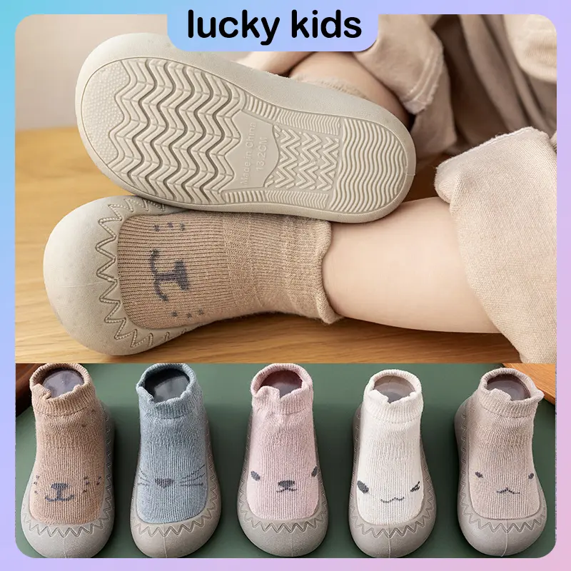 Kids Floor Socks Shoes  Rubber Sole Lightweight Baby Soft Sole Walking Shoes Children's Socks Girls Boys Floor Shoes in Autumn and Winter