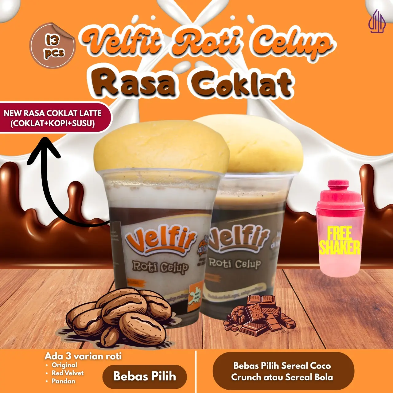 [FREE SHAKE] BEST CHOICE 13Pcs Velfit Roti Celup Rasa coklat + SEREAL Lebih BANYAK dari BIASANYA