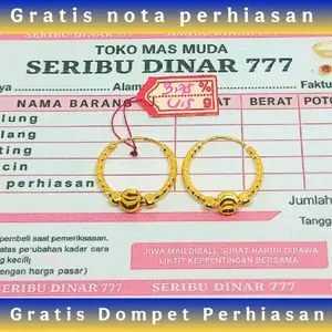 Anting E.M.A.S muda Asli Motif Gipsi Pentol Satu Gratis Dompet + Surat perhiasan Dari Toko