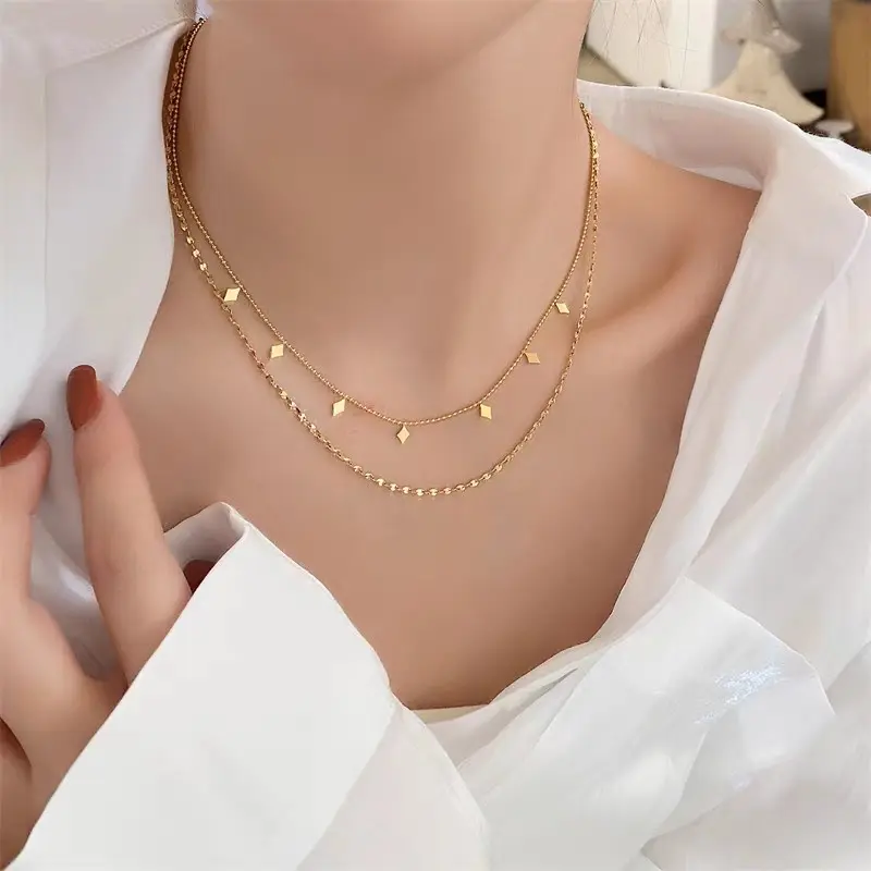 Kalung Dua Layer Double Layer Titanium Wanita Simple Elegant Aesthetic 6