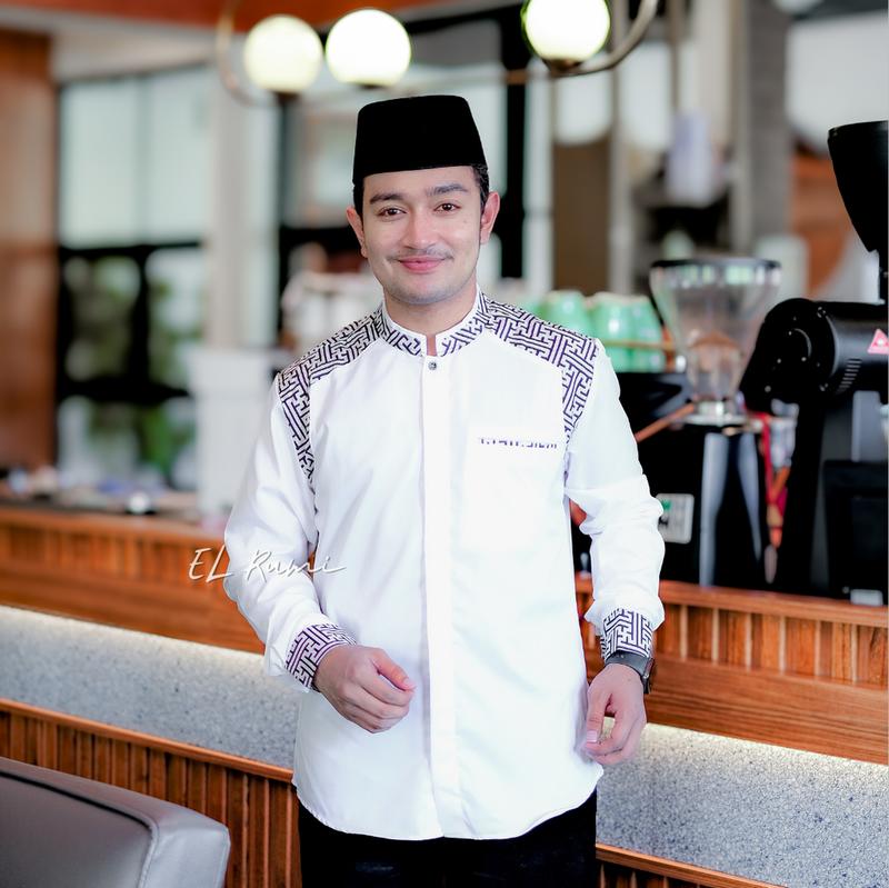 Product Introduction of Baju Koko El Rumi Araseo Lengan Panjang Kombinasi Batik Putih Kain Katun - Pria, Muslim 5