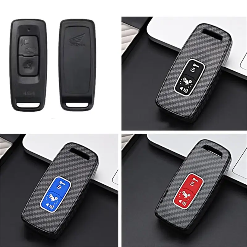 Vỏ Sợi Carbon ABS Cho Chìa Khóa Xe Máy Thông Minh, 2 Nút, Vỏ Có Móc Chìa Khóa Cho Honda PCX125, PCX160, SH350, SH300, VISION, NS110R, XADV750, Vỏ Bảo Vệ 2