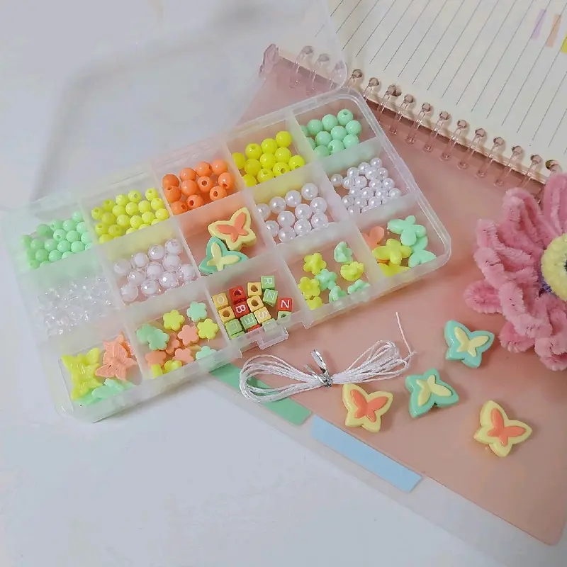 Ukuran Besar Paket DIY Box Manik Manik set Meronce Strap Hp Kalung Gelang Motif Kupu kupu Butterfly 1