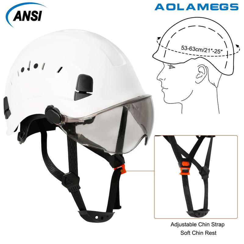AOLAMEGS CE Construction Safety Helmet with Black Sunglasses Goggles,Safety Protection,Outdoor Mountain Climbing Rescue Construction Site,Waterproof, Sweatproof, Shockproof,Adjustable Size 1