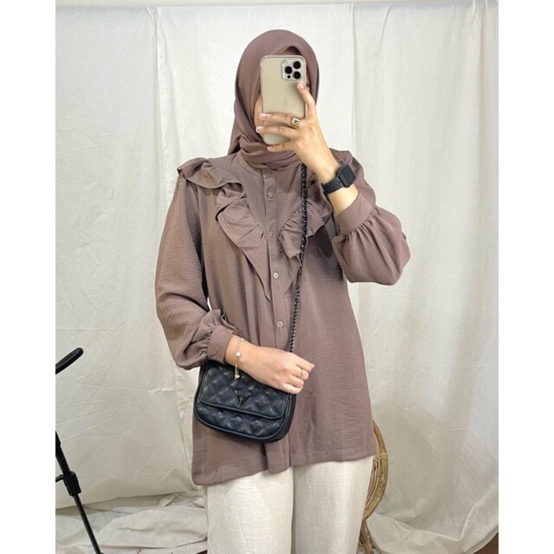 Cala Blouse Crinkle Kemeja Kerja Kemeja Blouse Wanita Terbaru Nyaman 4