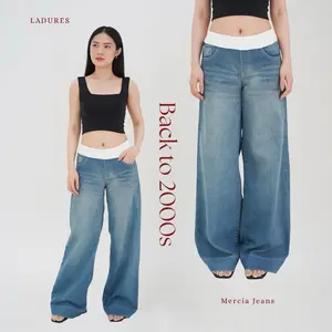 LADURES - Mercia Baggy Jeans - Low Waist Rise Wanita Y2k Gombrong Denim Celana Panjang