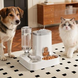 Dispensador Automático de Agua para Gatos y Perros con Comedero Integrado - Capacidad de 1-10L, No Requiere Baterías, Diseño Moderno en Blanco - Solución de Hidratación Duradera, Alimentador Automático, Accesorio Robusto