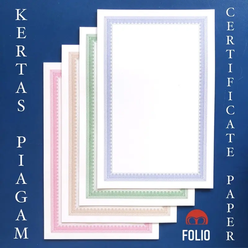 100 Lembar - Kertas Piagam Ijazah Certificate Paper Sertifikat Folio F4