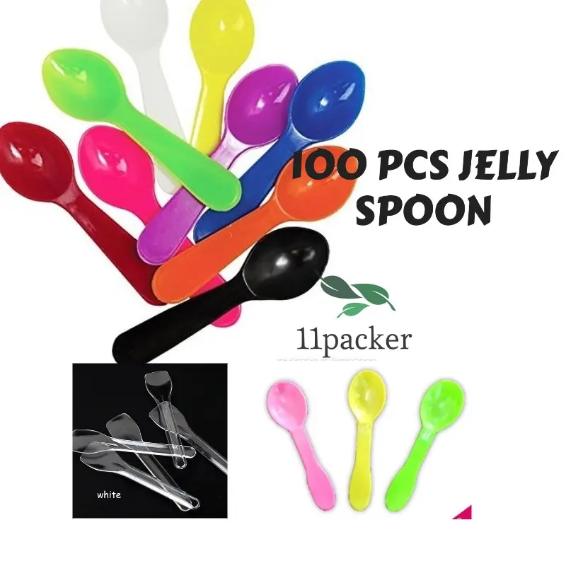[100 pcs] Jelly Spoon color or transparent 3.5"/ Ice-cream spoon