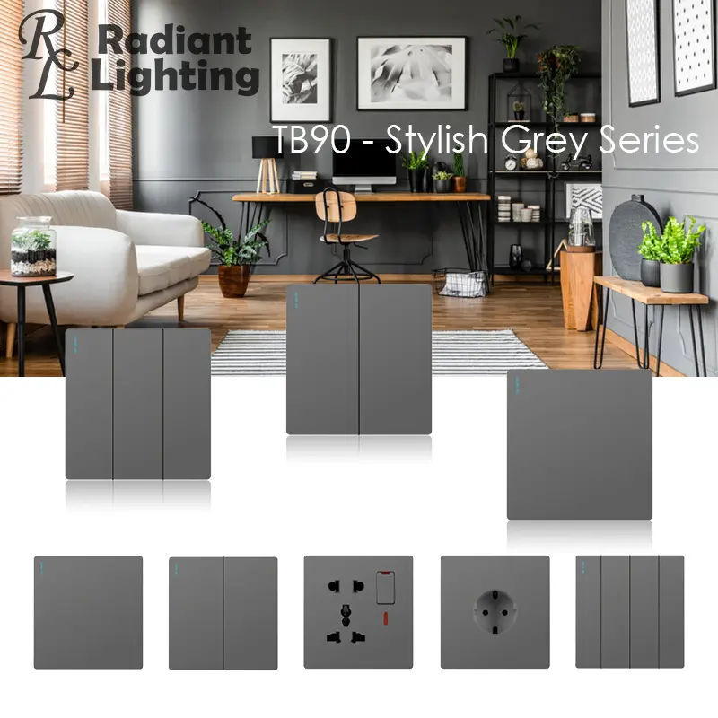 Thunderbird Saklar Lampu Stop Kontak Inbow Tanam Stylish Grey Series Engkel Seri Triple Universal