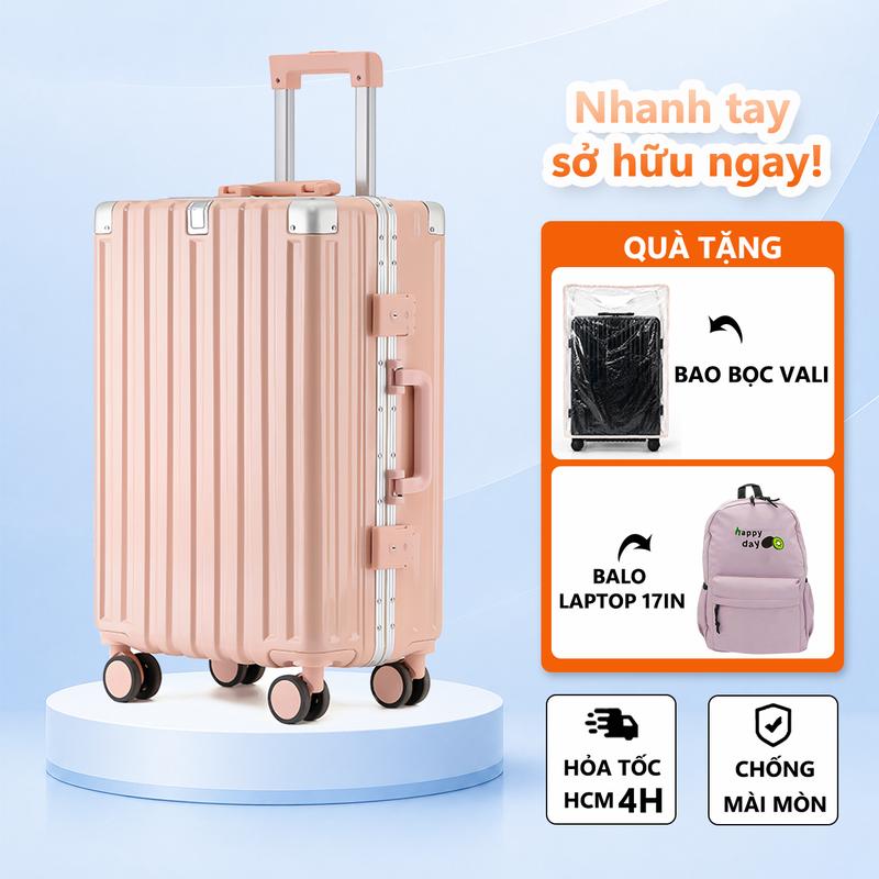 Vali Khung Nhôm Siêu Bền | Mật Khẩu Cao Cấp | Bánh Xe Xoay 360° | Màu Tươi Mới . Thiết kế đơn giản hiện đại, dung tích lớn bất ngờ, là lựa chọn hoàn hảo cho hành trình du lịch và công tác của bạn! 906